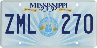 MS license plate ZML270