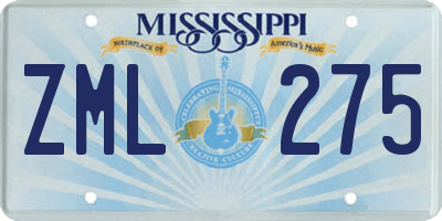 MS license plate ZML275
