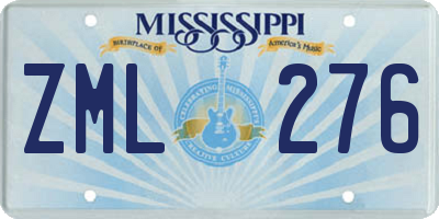 MS license plate ZML276