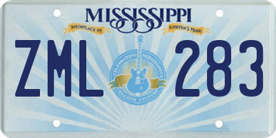 MS license plate ZML283