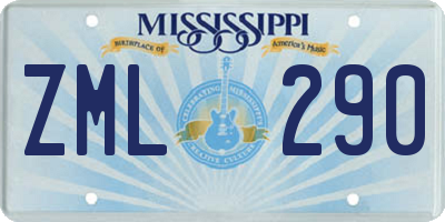 MS license plate ZML290
