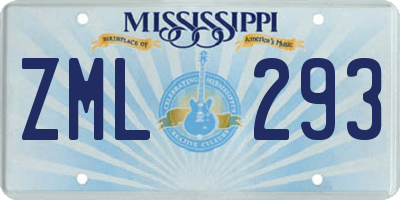 MS license plate ZML293