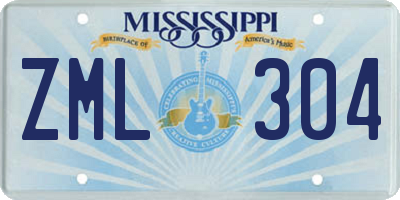 MS license plate ZML304