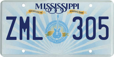 MS license plate ZML305