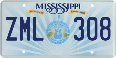 MS license plate ZML308