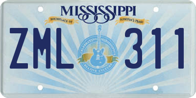MS license plate ZML311