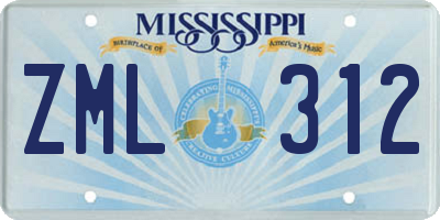 MS license plate ZML312