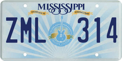 MS license plate ZML314
