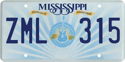 MS license plate ZML315