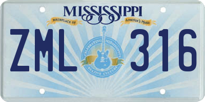 MS license plate ZML316