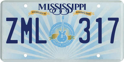 MS license plate ZML317
