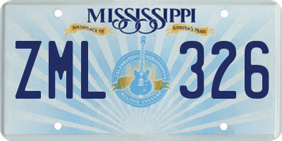 MS license plate ZML326