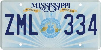 MS license plate ZML334