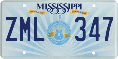MS license plate ZML347