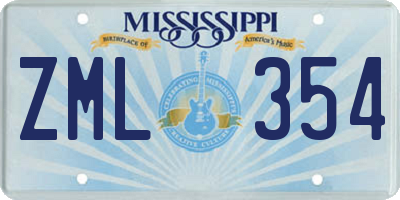 MS license plate ZML354
