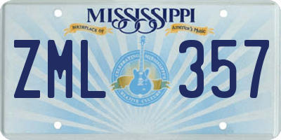 MS license plate ZML357