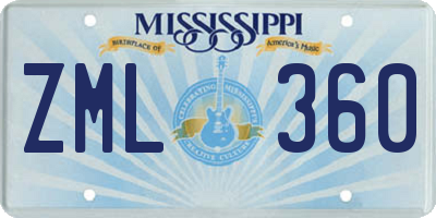 MS license plate ZML360