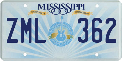 MS license plate ZML362