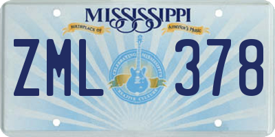 MS license plate ZML378