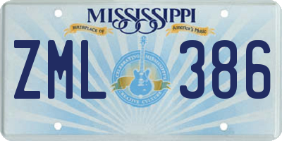 MS license plate ZML386