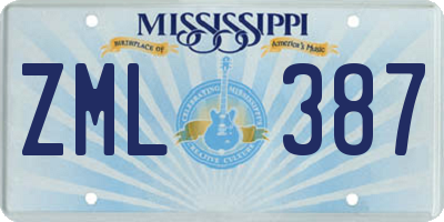 MS license plate ZML387