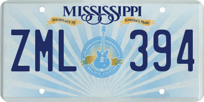 MS license plate ZML394