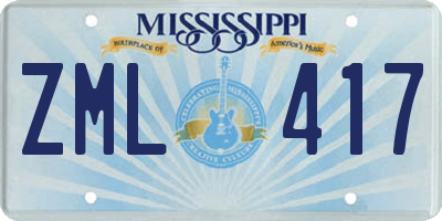 MS license plate ZML417
