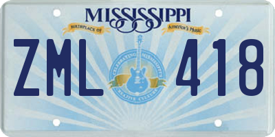 MS license plate ZML418