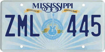 MS license plate ZML445