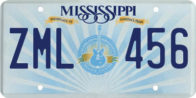 MS license plate ZML456