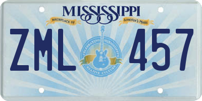 MS license plate ZML457