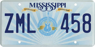 MS license plate ZML458