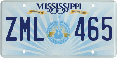 MS license plate ZML465