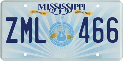 MS license plate ZML466