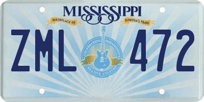 MS license plate ZML472