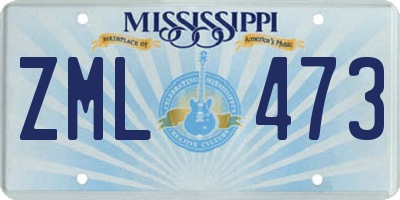 MS license plate ZML473
