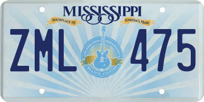 MS license plate ZML475