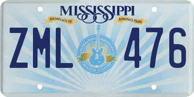 MS license plate ZML476