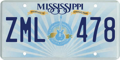 MS license plate ZML478
