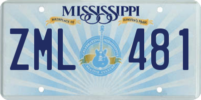 MS license plate ZML481