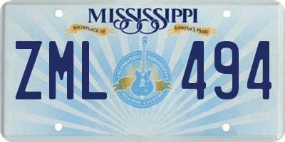 MS license plate ZML494