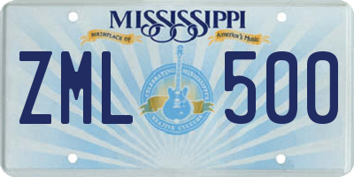 MS license plate ZML500