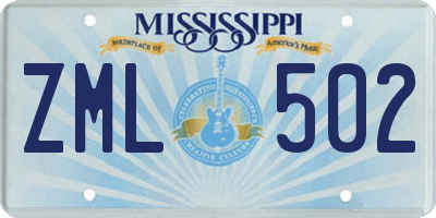 MS license plate ZML502