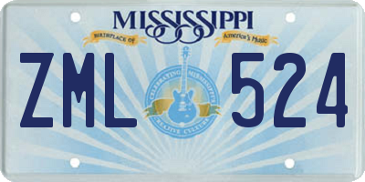MS license plate ZML524