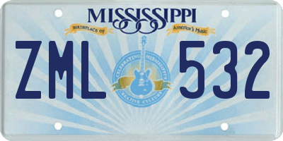 MS license plate ZML532