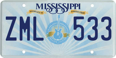 MS license plate ZML533
