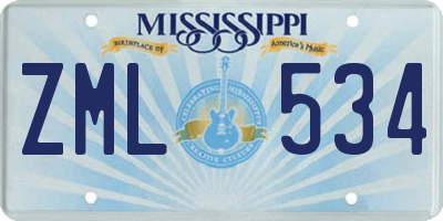 MS license plate ZML534