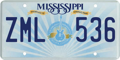 MS license plate ZML536