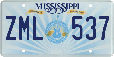 MS license plate ZML537