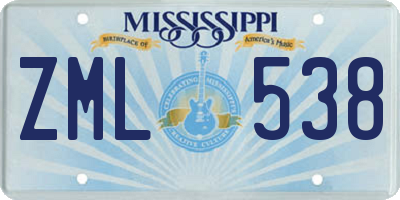 MS license plate ZML538